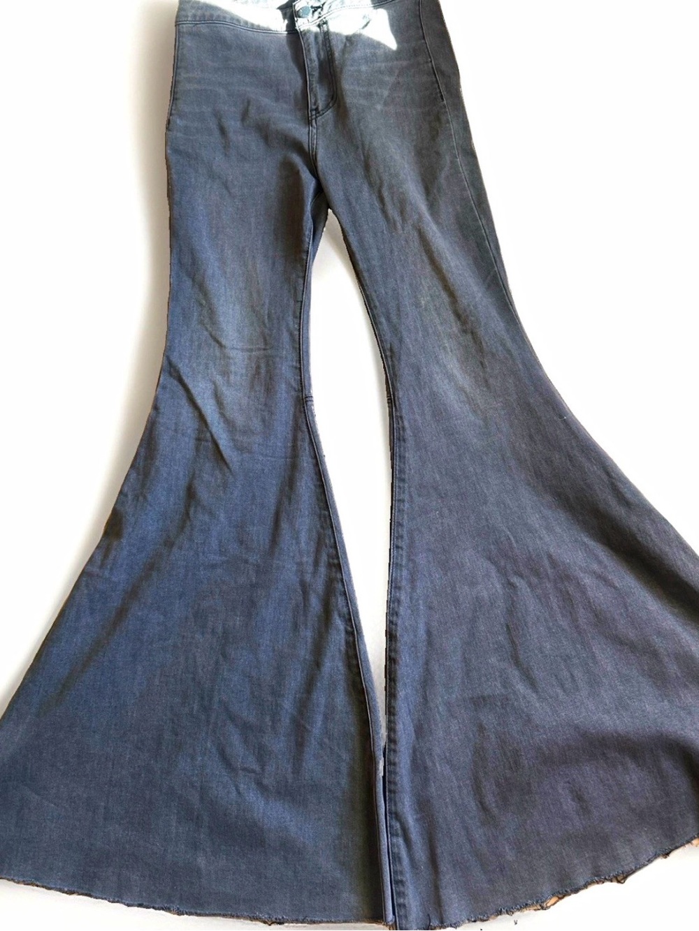 Free People Black Flared Wide-Leg Jeans